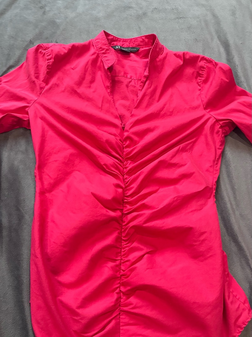 Armani Exchange Red Ruched Blouse